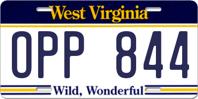 WV license plate OPP844