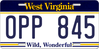 WV license plate OPP845