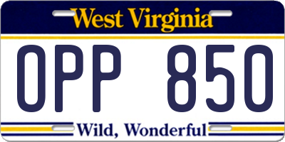 WV license plate OPP850