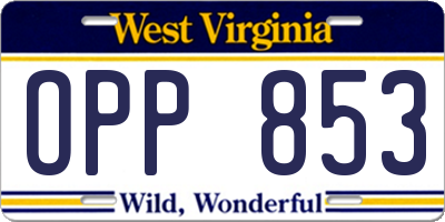 WV license plate OPP853