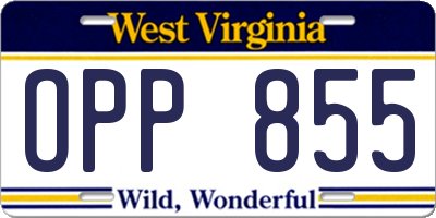 WV license plate OPP855