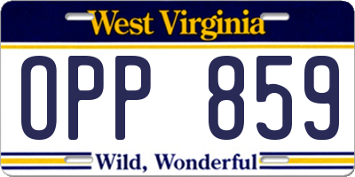 WV license plate OPP859