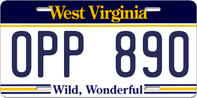 WV license plate OPP890