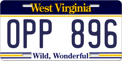 WV license plate OPP896
