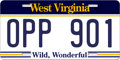 WV license plate OPP901