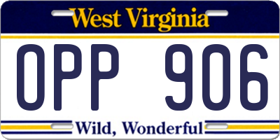 WV license plate OPP906