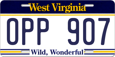 WV license plate OPP907
