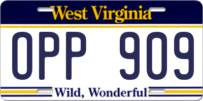 WV license plate OPP909