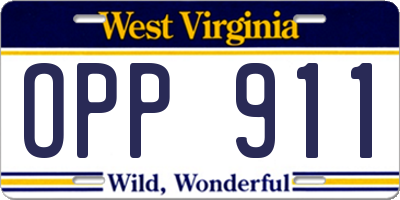 WV license plate OPP911