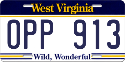 WV license plate OPP913