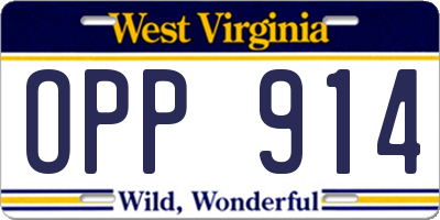 WV license plate OPP914