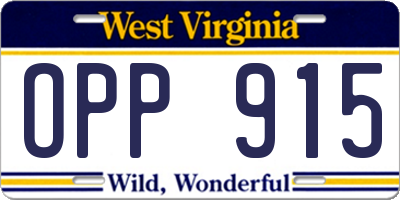 WV license plate OPP915