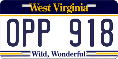WV license plate OPP918