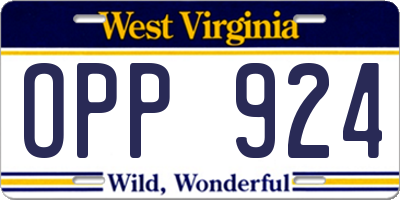WV license plate OPP924