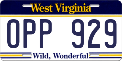 WV license plate OPP929