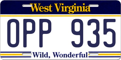 WV license plate OPP935