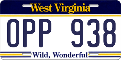 WV license plate OPP938