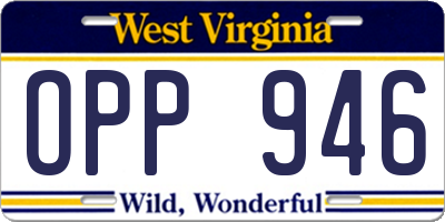 WV license plate OPP946