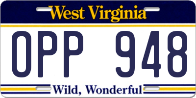 WV license plate OPP948