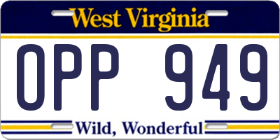 WV license plate OPP949