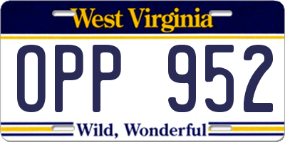 WV license plate OPP952