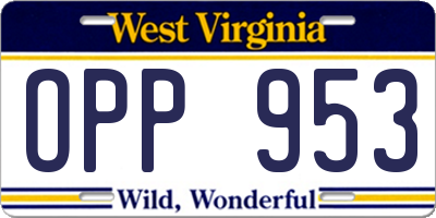 WV license plate OPP953