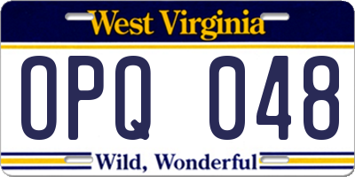 WV license plate OPQ048