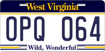 WV license plate OPQ064