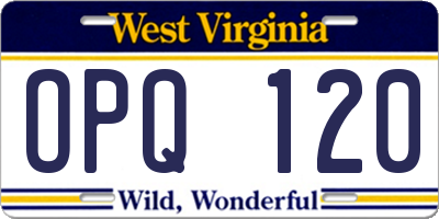 WV license plate OPQ120