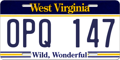 WV license plate OPQ147