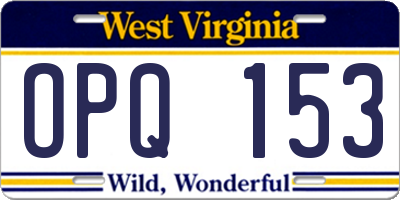 WV license plate OPQ153