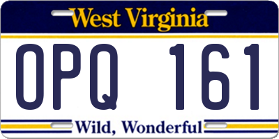 WV license plate OPQ161