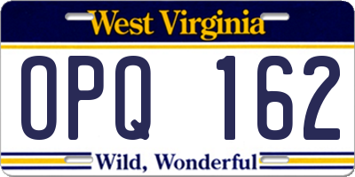 WV license plate OPQ162