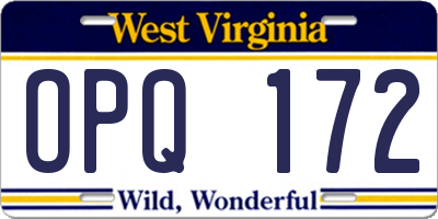 WV license plate OPQ172