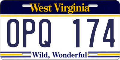 WV license plate OPQ174