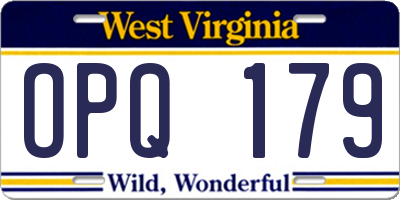 WV license plate OPQ179