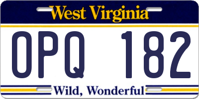 WV license plate OPQ182