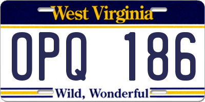 WV license plate OPQ186