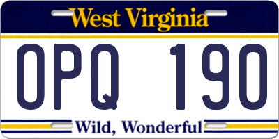 WV license plate OPQ190