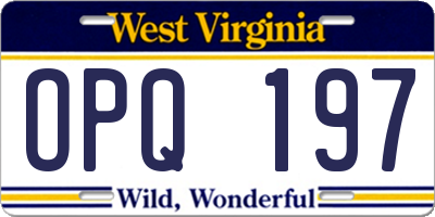 WV license plate OPQ197