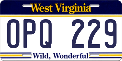 WV license plate OPQ229