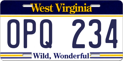 WV license plate OPQ234