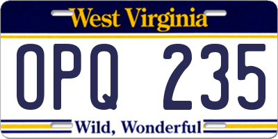 WV license plate OPQ235