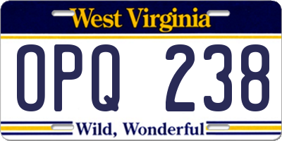 WV license plate OPQ238