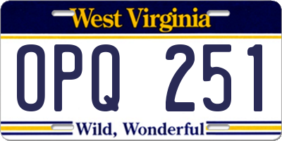 WV license plate OPQ251