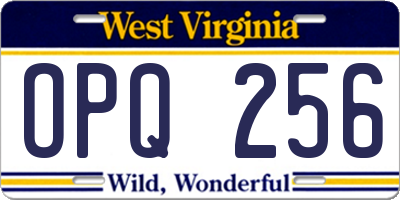 WV license plate OPQ256