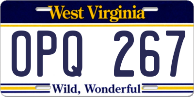 WV license plate OPQ267