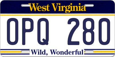 WV license plate OPQ280