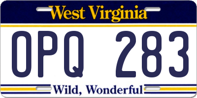 WV license plate OPQ283