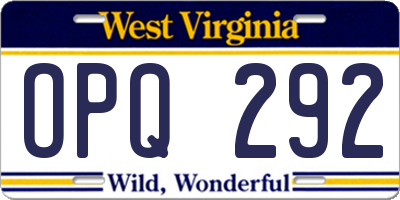 WV license plate OPQ292